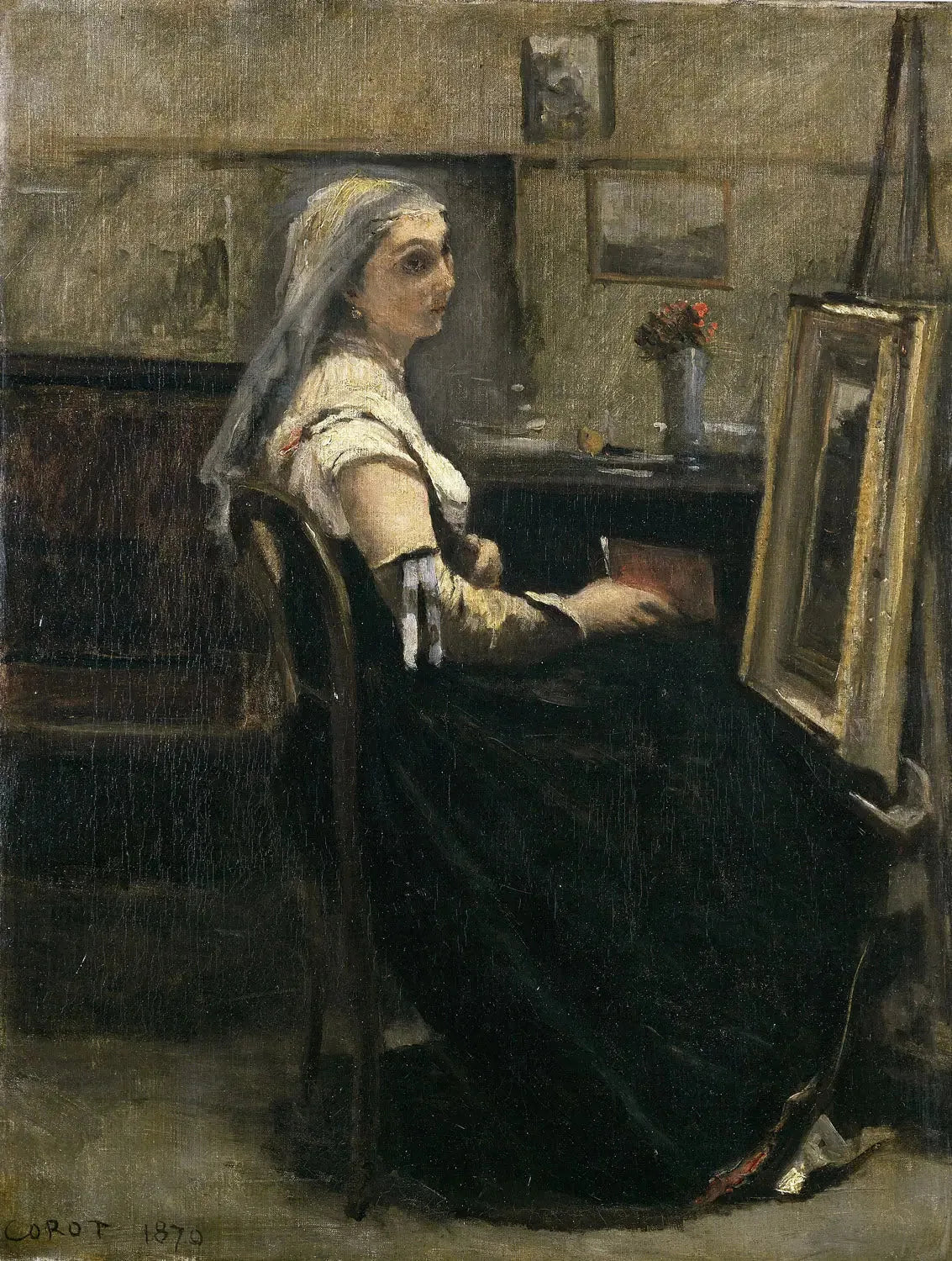 L'Atelier - Jean-Baptiste Camille Corot image 1 copie de tableau peinte à la main