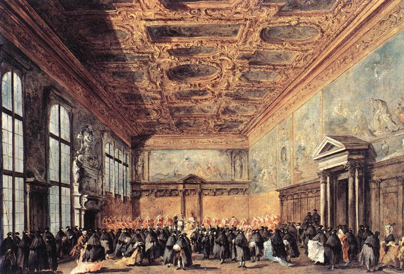 Das vom Dogen von Venedig im Kollegiensaal im Dogenpalast gewährte Publikum - Francesco Guardi