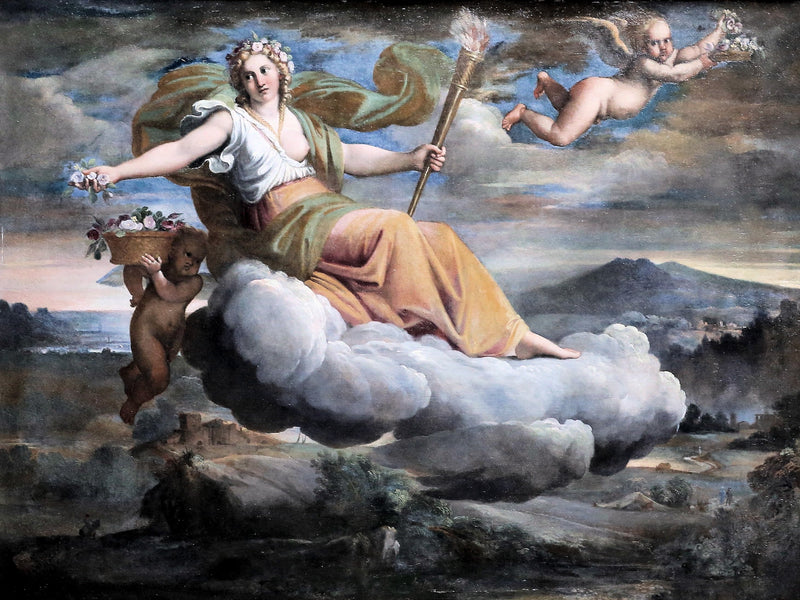 Der Morgenstern, der Blumen streut und eine Fackel hält - Annibale Carracci