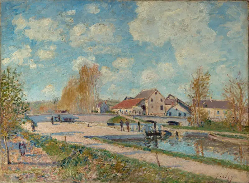 Die Schleuse von Burgund in Moret, Frühling - Alfred Sisley