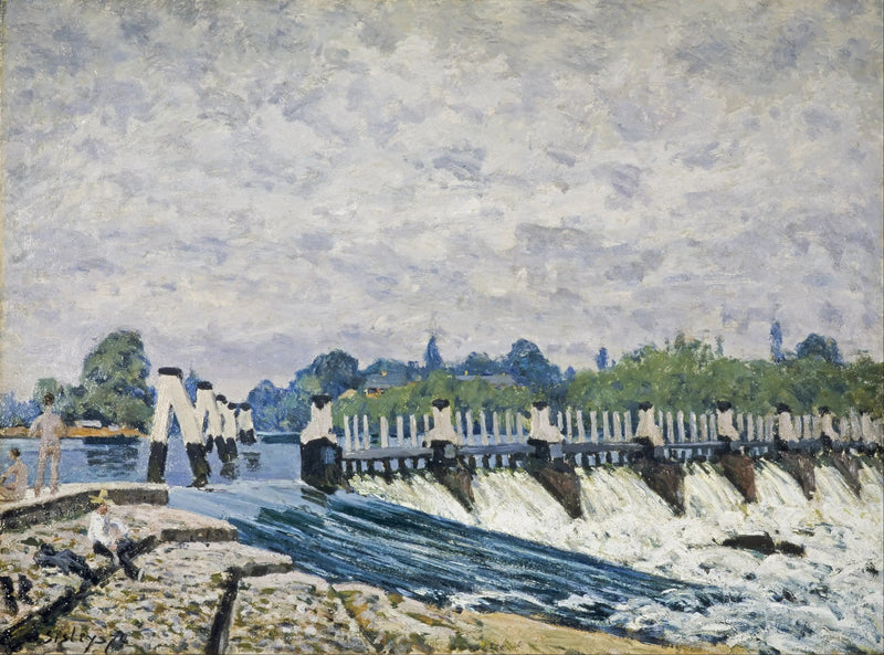 Die Schleuse von Molesey bei Hampton Court, Morgenstimmung - Alfred Sisley