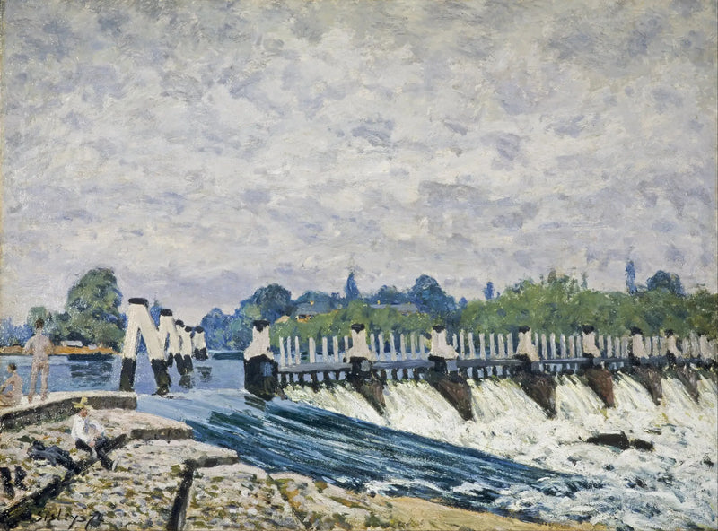 Die Schleuse von Molesey bei Hampton Court, Morgenstimmung - Alfred Sisley