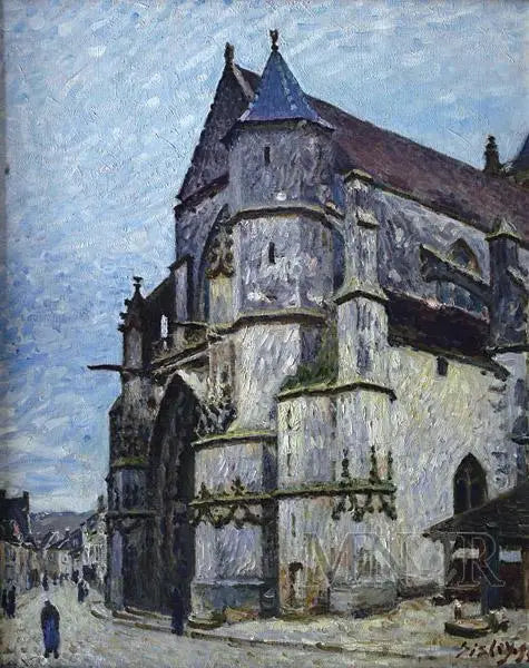Die Kirche von Moret im Winter - Alfred Sisley