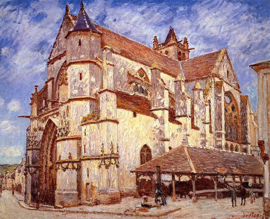 Die Kirche von Moret am Abend - Alfred Sisley