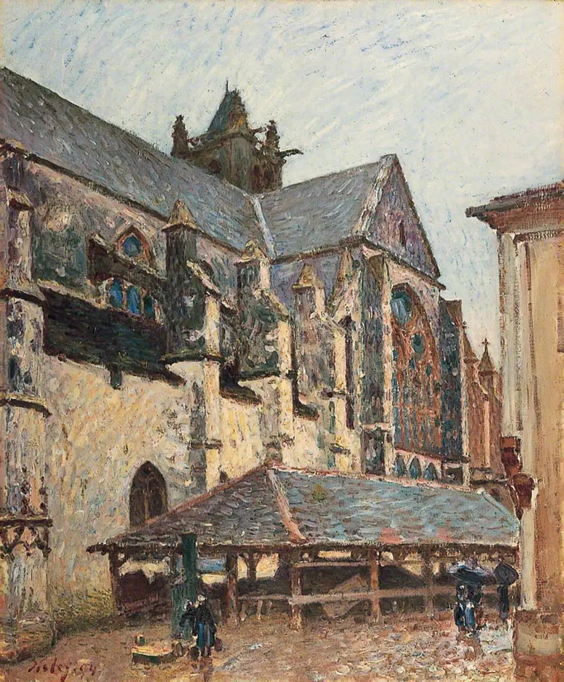Die Kirche von Moret im Regen, Seitenquerschiff - Alfred Sisley