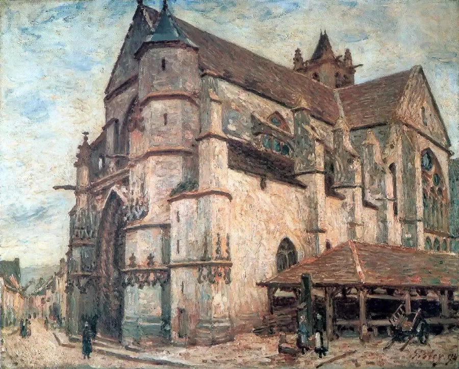 Die Kirche von Moret, Frostzeit - Alfred Sisley