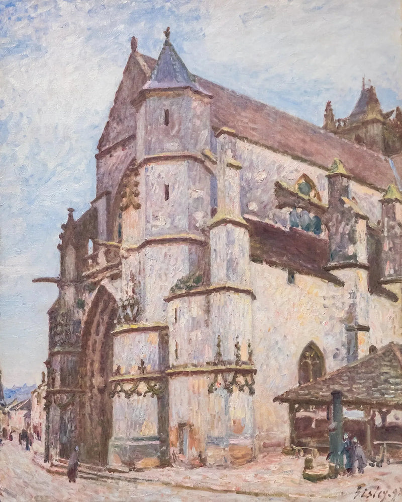 Die Kirche von Moret, regnerisches Wetter am Morgen - Alfred Sisley