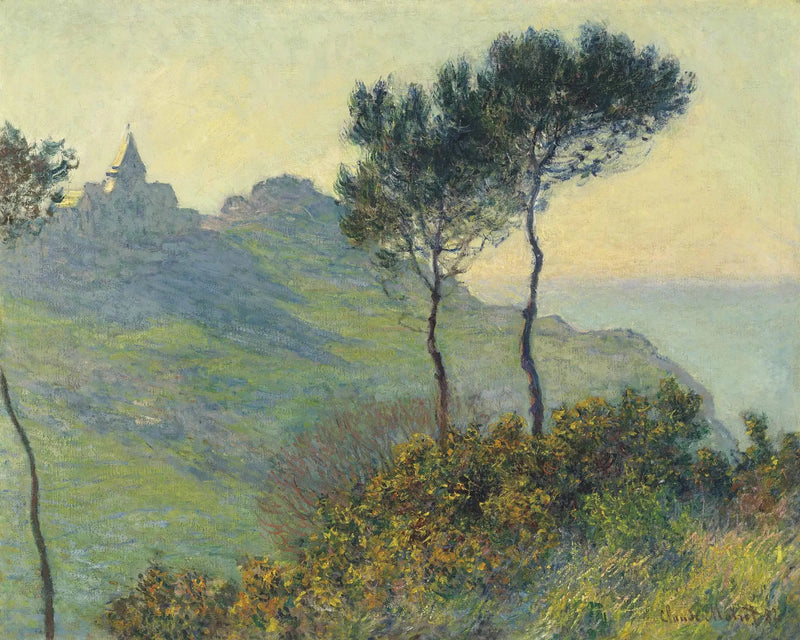 Die Kirche von Varengeville, Sonnenuntergang - Claude Monet