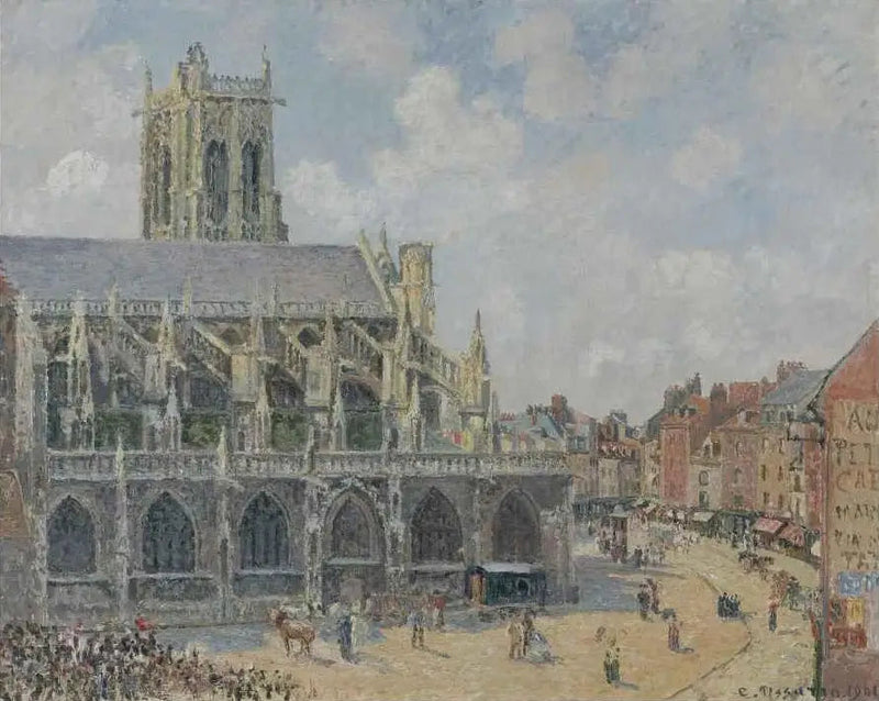 Die Kirche Saint-Jacques in Dieppe, Sonne, Morgen - Camille Pissarro
