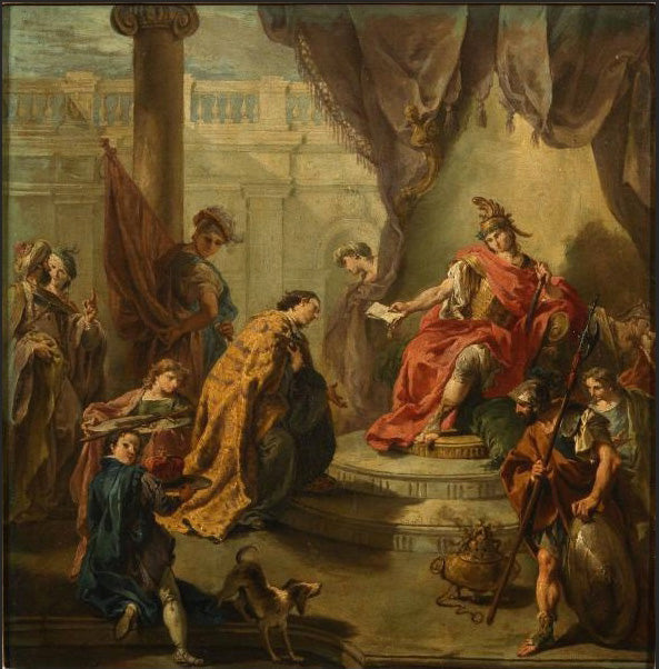 Der Kaiser Flavius Honorius wählt Konstantin III., Sohn, Mitregent - Giovanni Battista Pittoni