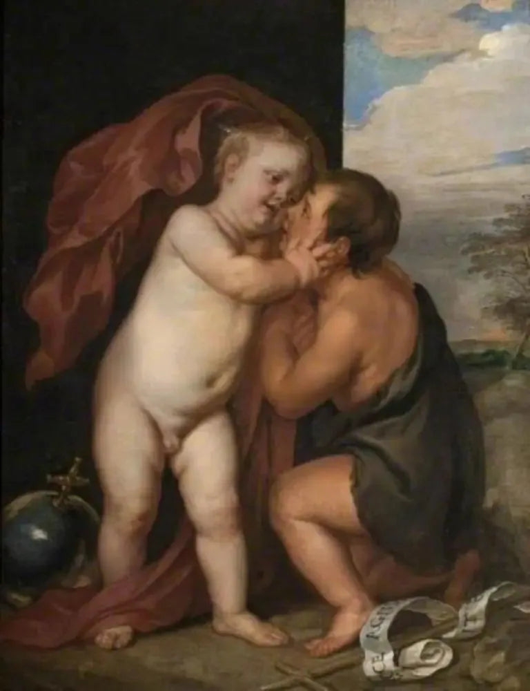 L'Enfant Jésus avec saint Jean - Antoine van Dyck image 1 copie peinte à la main à l’huile