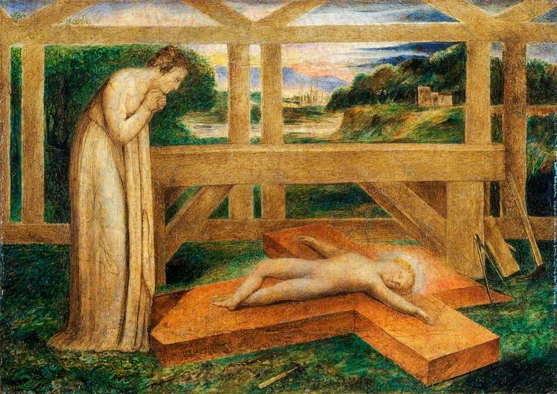 Das schlafende Jesuskind am Kreuz (Notre-Dame, die das schlafende Jesuskind am Kreuz anbetet) - William Blake