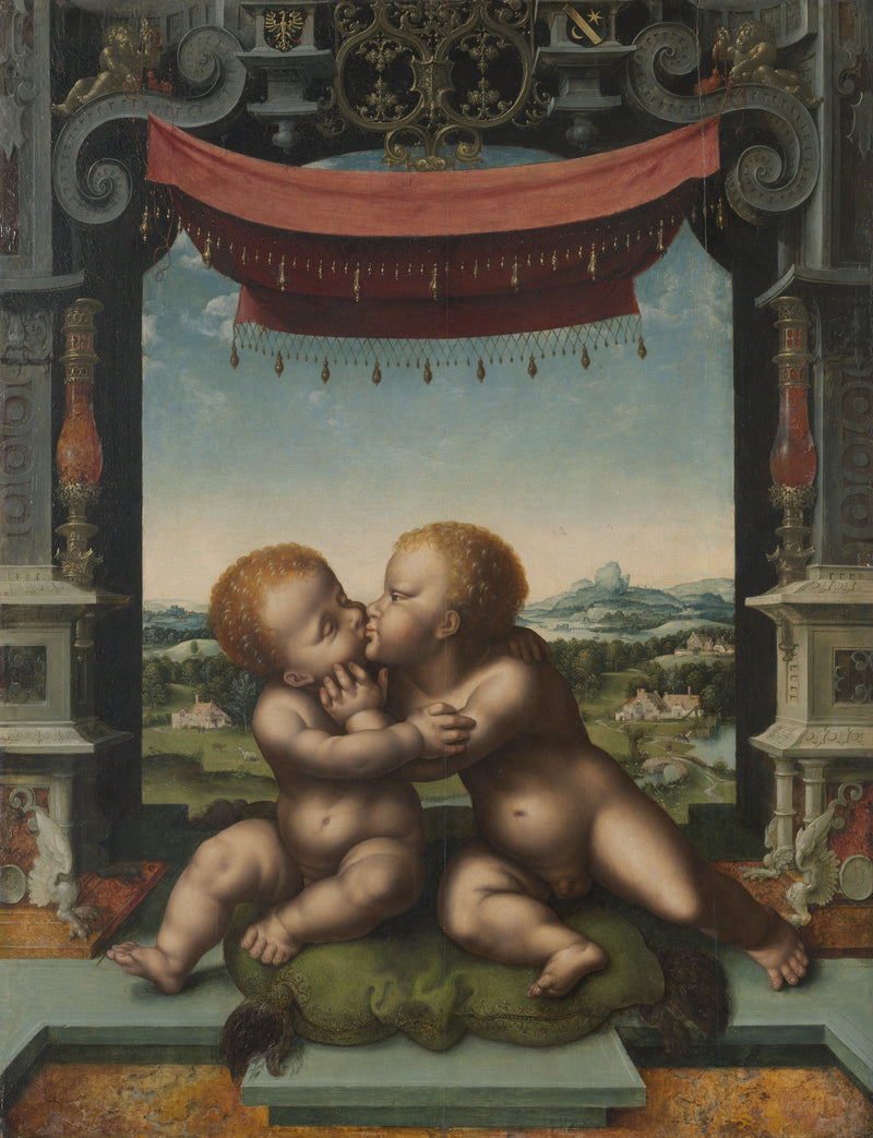 Das Jesuskind und Johannes der Täufer umarmend - Joos van Cleve