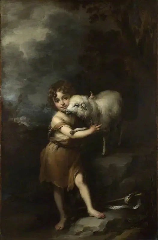 Das Kind Johannes mit dem Lamm - Bartolomé Esteban Murillo