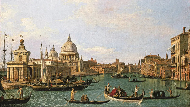 Der Eingang des Canal Grande bei Punta della Dogana und Santa Maria della Salute - Canaletto