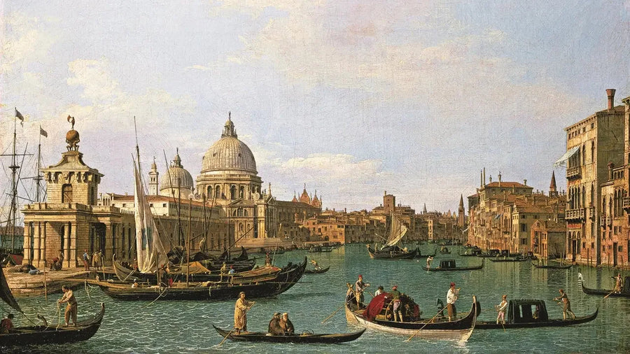 Der Eingang des Canal Grande bei Punta della Dogana und Santa Maria della Salute - Canaletto
