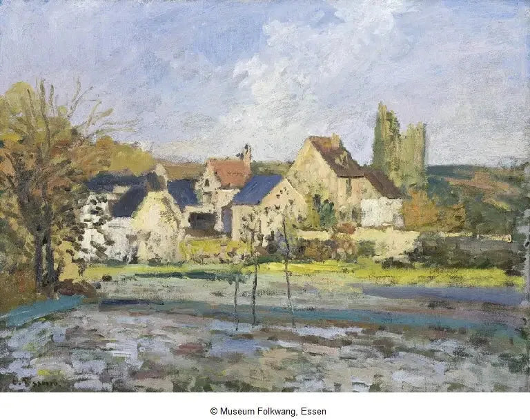 Das Ermitage in Pontoise, Schnee - Camille Pissarro