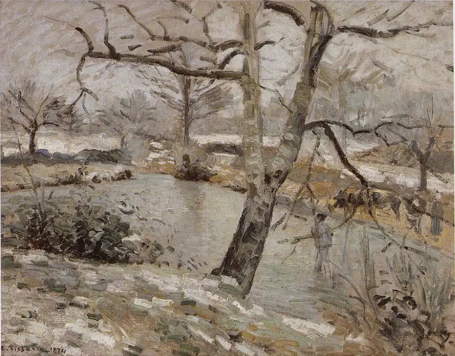 Der Teich von Montfoucault, Wintereffekt - Camille Pissarro
