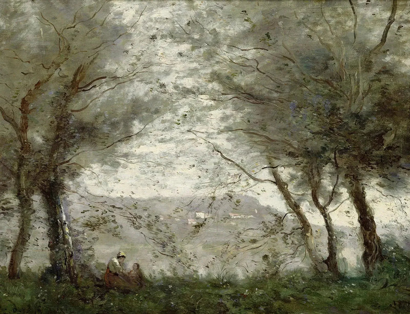 Der Teich von Ville-d'Avray gesehen durch das Laub - Jean-Baptiste Camille Corot
