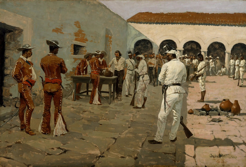 Der Versand Mier : Das Zeichnung des schwarzen Bohne - Frederic Remington