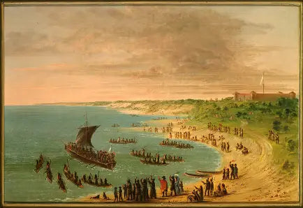 Die Expedition verlässt die Festung Frontenac am Ontariosee. 18. November 1678 - George Catlin