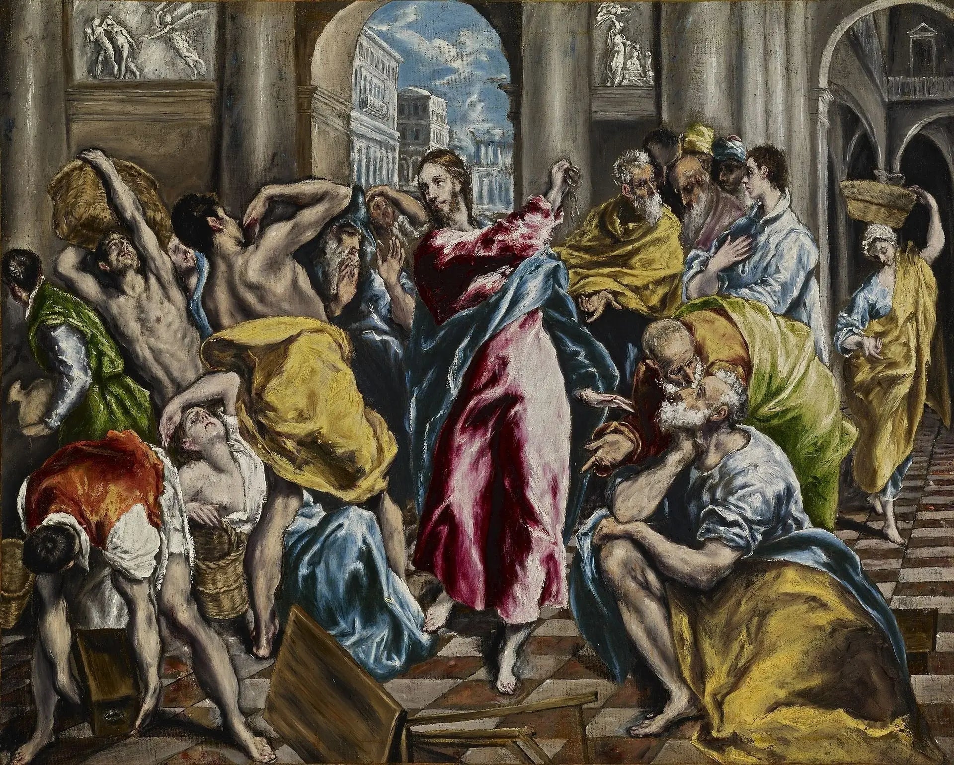 L'Expulsion des marchands du temple - El Greco image 1 reproduction de peinture à l’huile