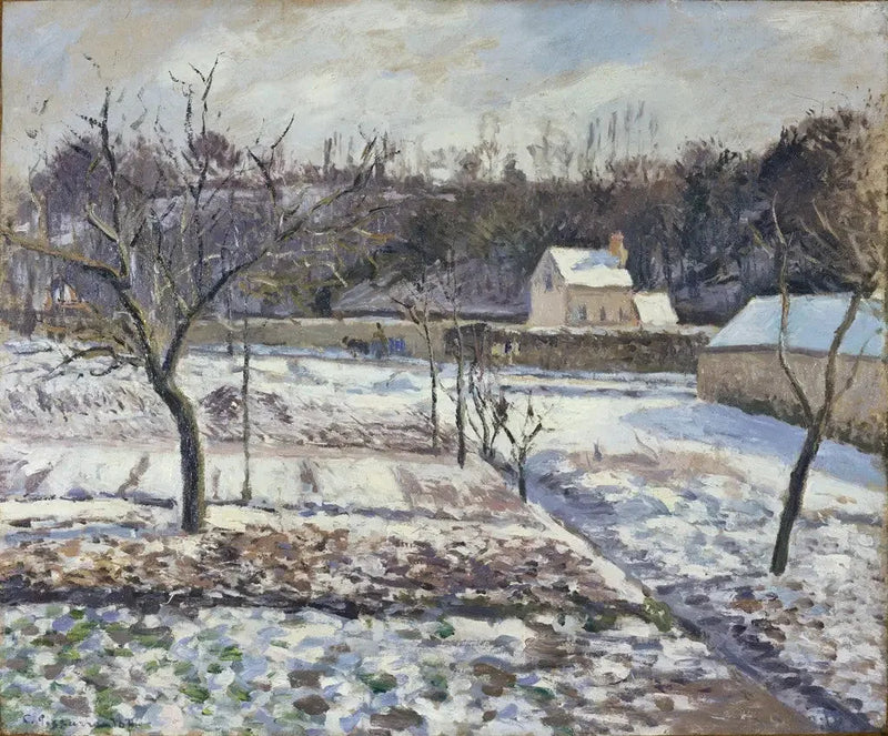 Das Hermitage, Pontoise, Schneeeffekt - Camille Pissarro
