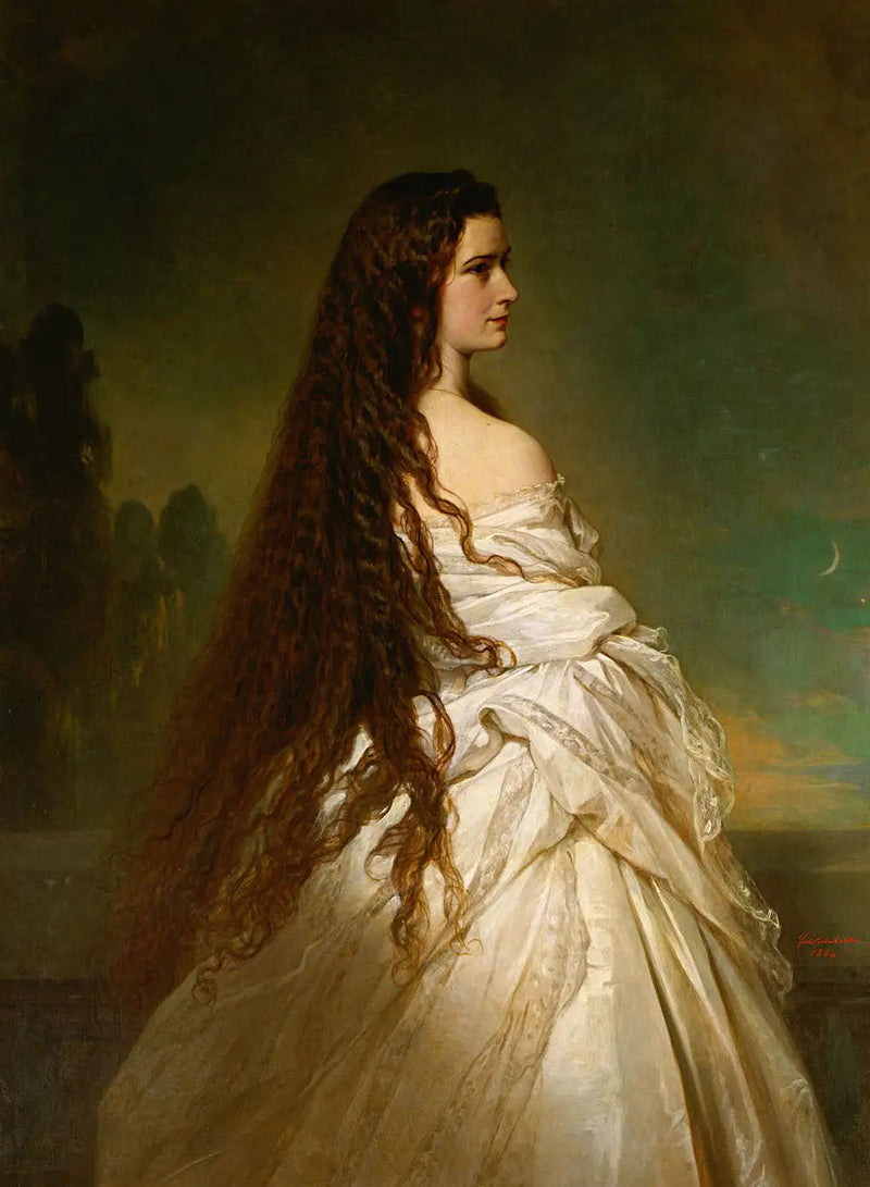 Die Kaiserin Elisabeth von Österreich mit offenem Haar und einer Knieschoner - Franz Xaver Winterhalter