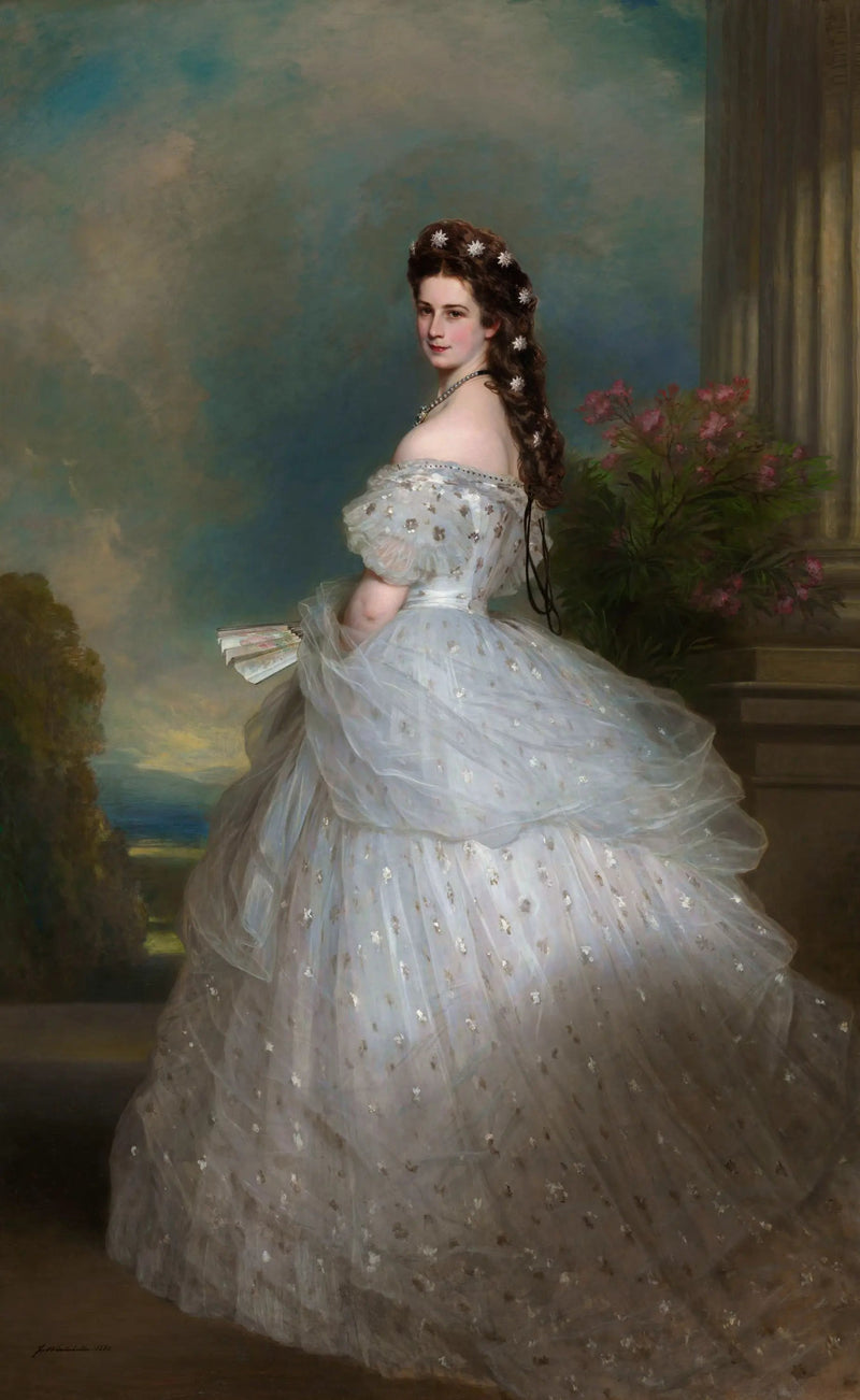 Die Kaiserin Elisabeth in einem Ballkleid mit Diamantsternen im Haar - Franz Xaver Winterhalter