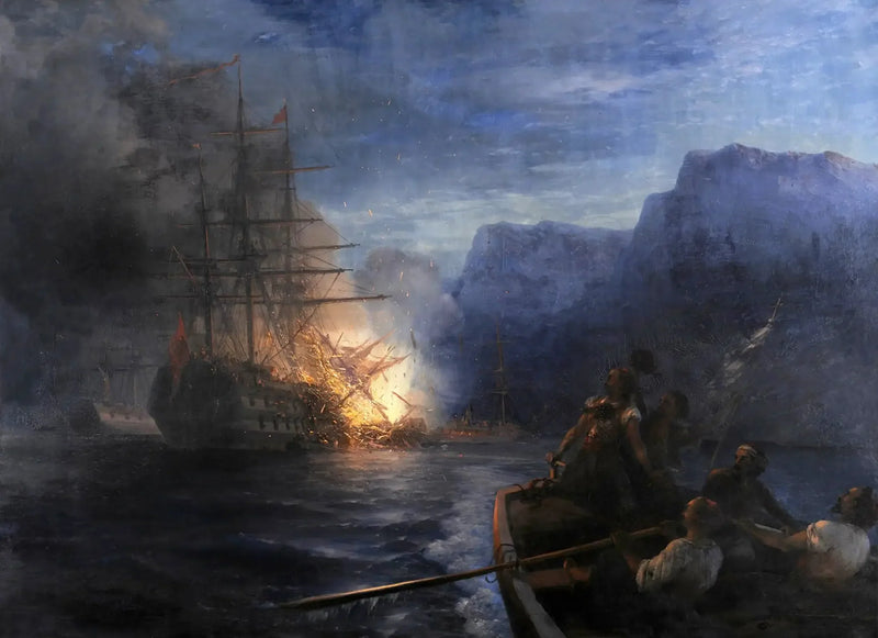 Der Brand des türkischen Flaggschiffs durch Kanáris - Ivan Aïvazovski