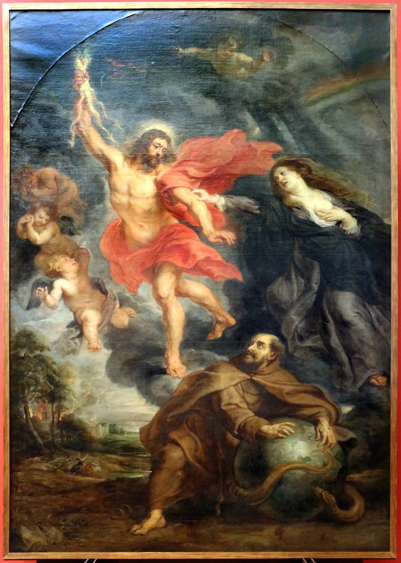 Die Fürsprache der Jungfrau und des Heiligen Franziskus, die die göttlichen Blitze aufhalten - Peter Paul Rubens