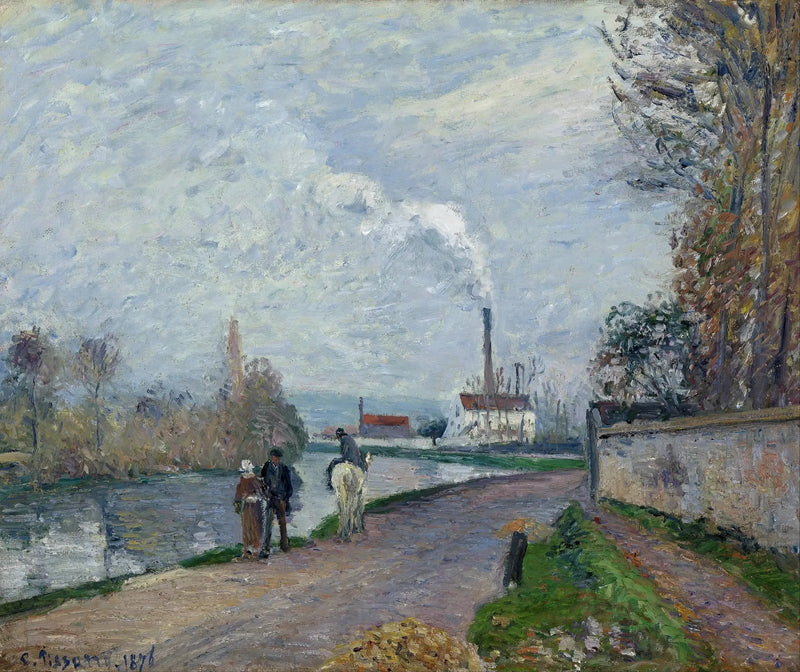 Die Oise bei Pontoise, graue Zeit - Camille Pissarro