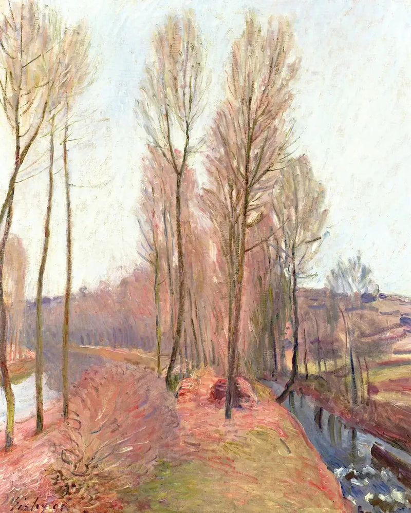 L'Orvanne und der Kanal von Loing im Winter - Alfred Sisley