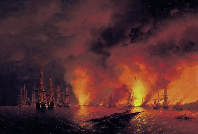 Die Schlacht von Sinope, am 18. November 1853 (Nacht nach der Schlacht). - Ivan Aïvazovski