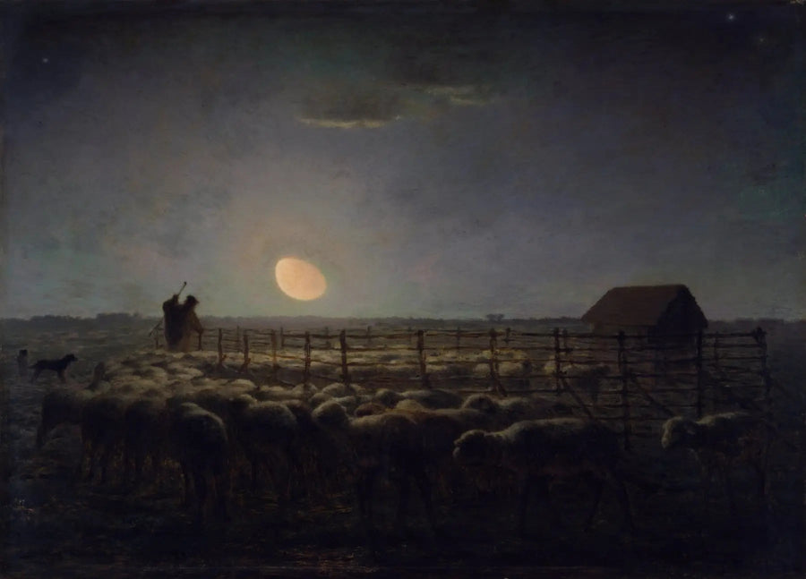 Die Bergerie, Mondlicht - Jean-François Millet