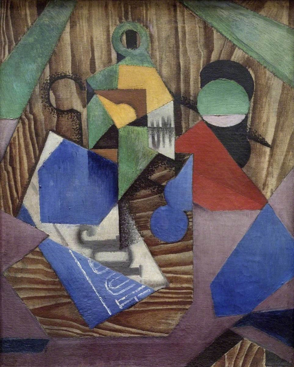Die Flasche Rum und die Zeitung - Juan Gris