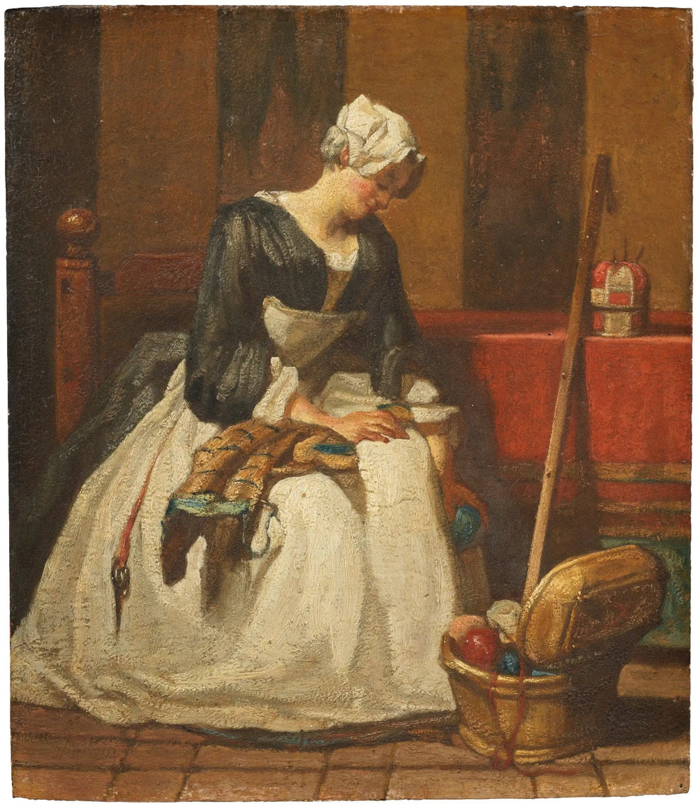 La brodeuse - Jean Siméon Chardin image 1 copie peinte à la main à l’huile