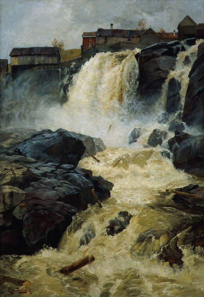 Der Haugsfossen-Wasserfall – Frits Thaulow