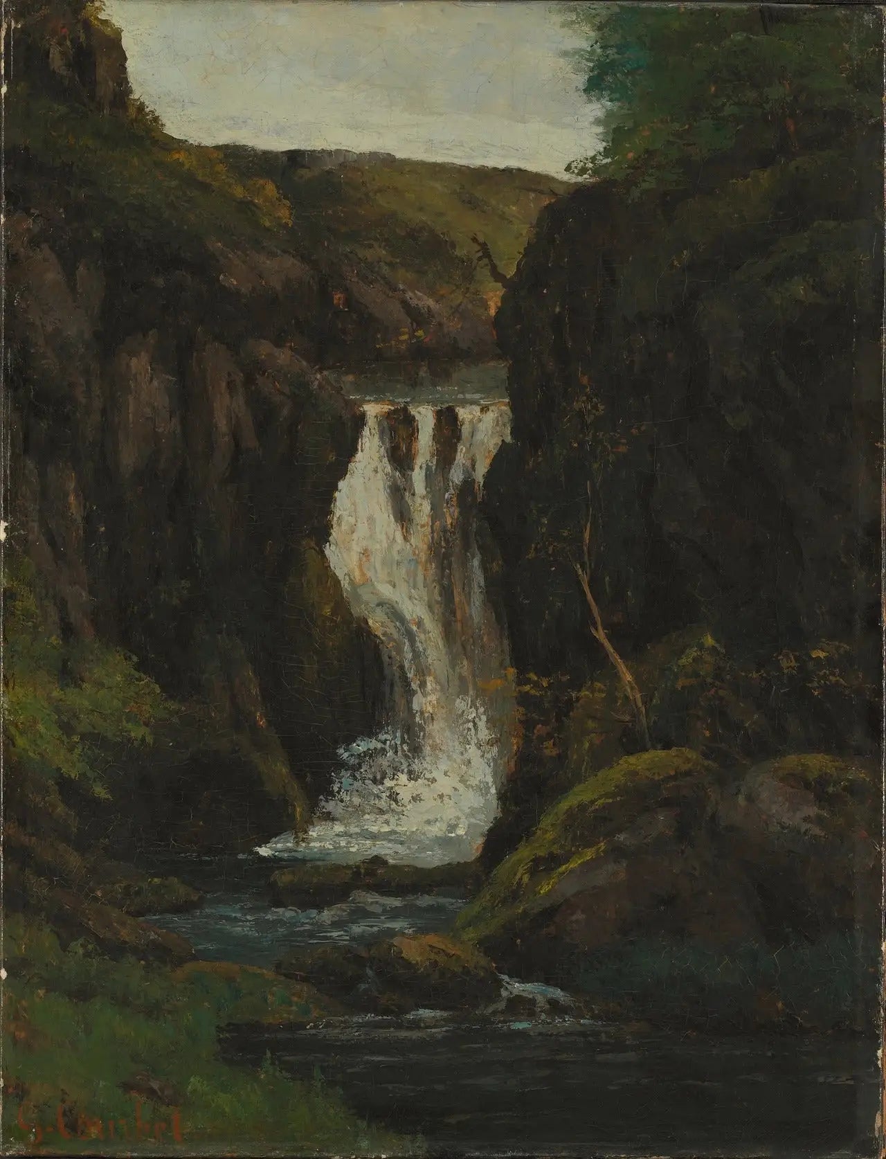 La Cascade - Gustave Courbet image 1 copie de tableau peinte à la main
