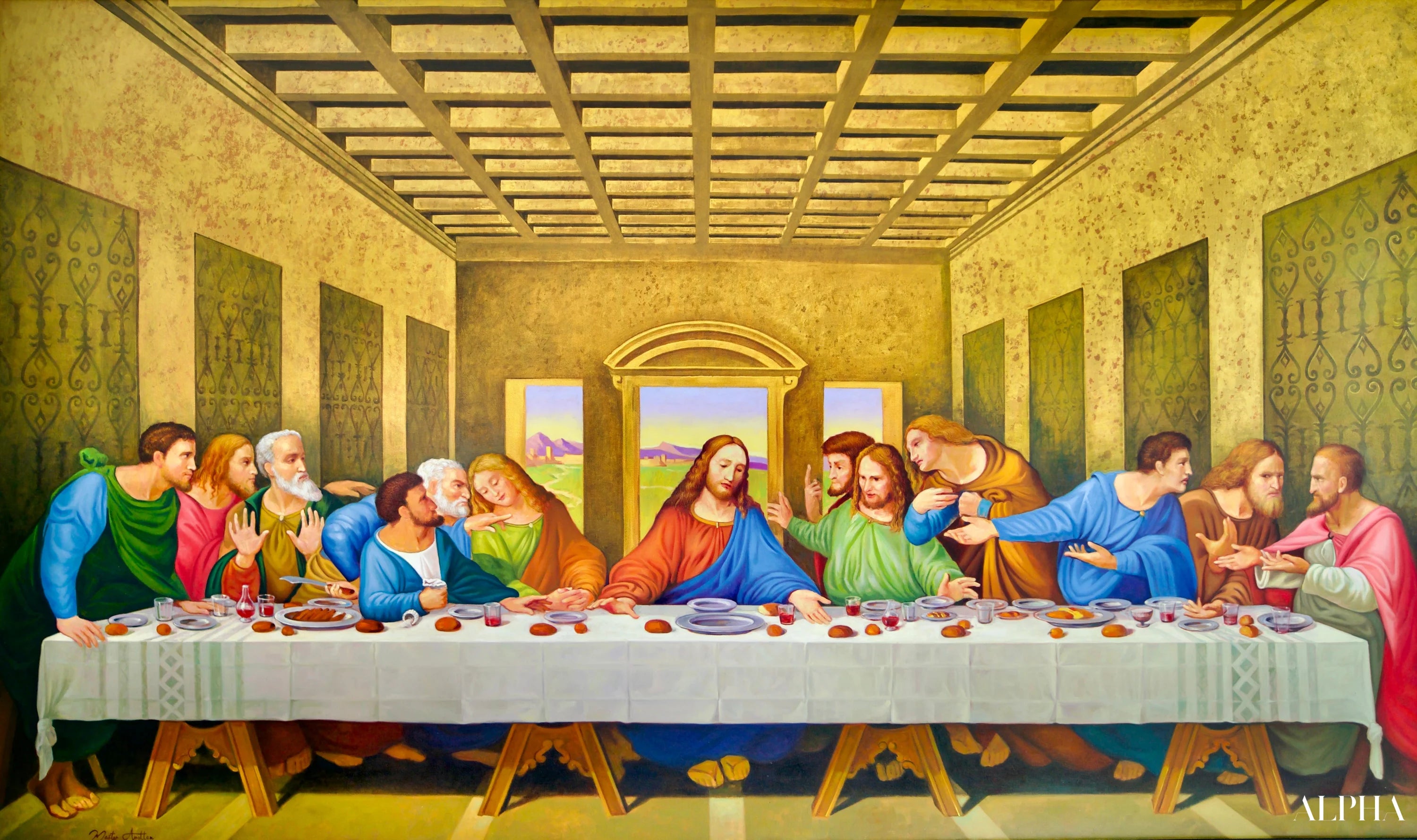 The Last Supper – Une réinterprétation du chef-d’œuvre de Léonard de Vinci par Master Apollon | 270 x 160 cm