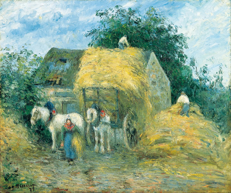 Die Strohwagen, Montfoucault - Camille Pissarro