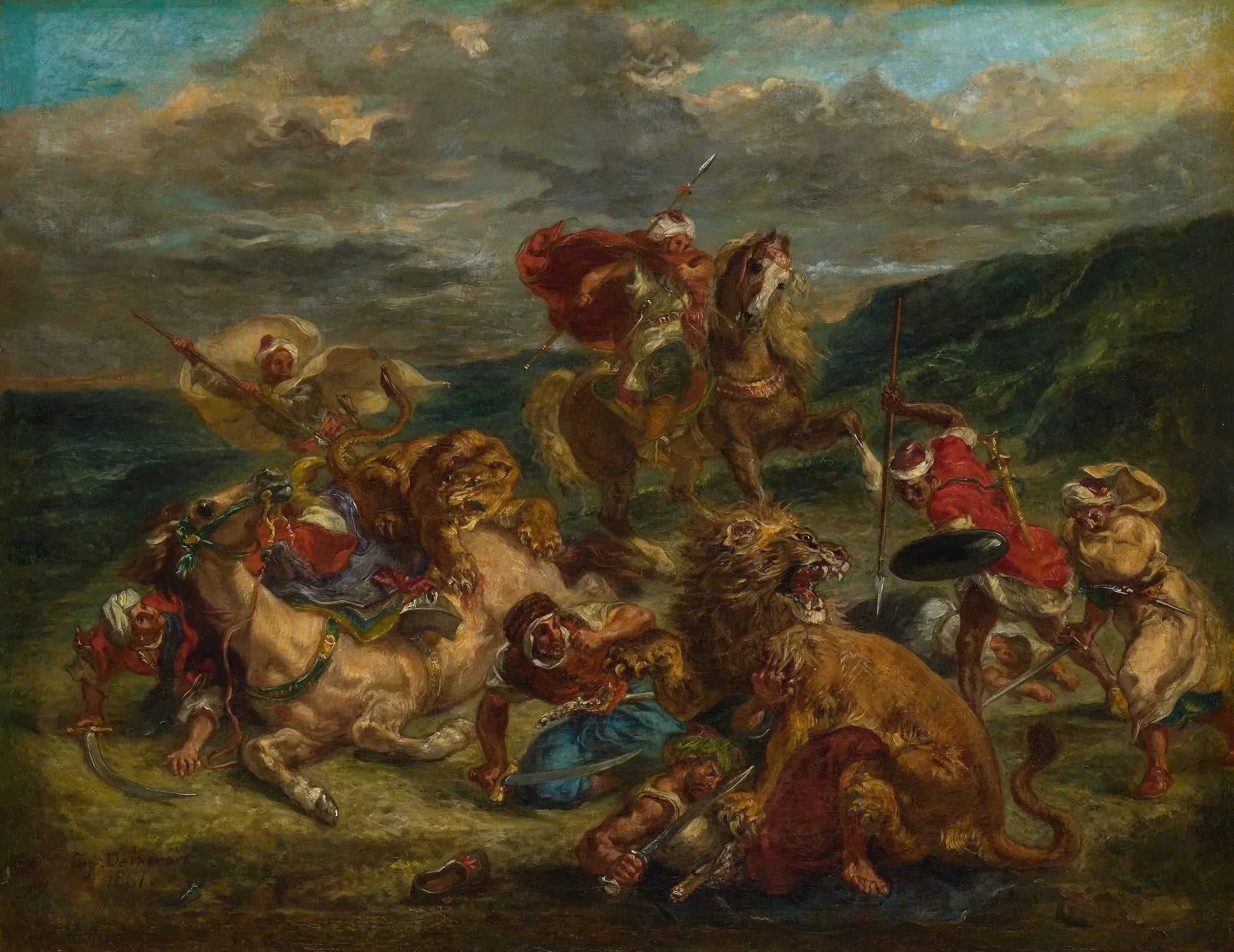 La Chasse au lion - Eugène Delacroix image 1 reproduction de peinture à l’huile