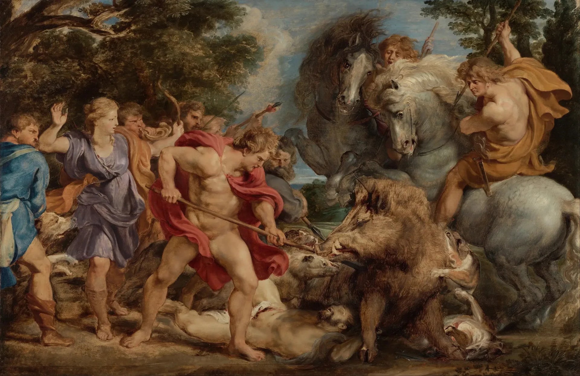 La chasse au sanglier de Calydon - Peter Paul Rubens image 1 copie peinte à la main à l’huile