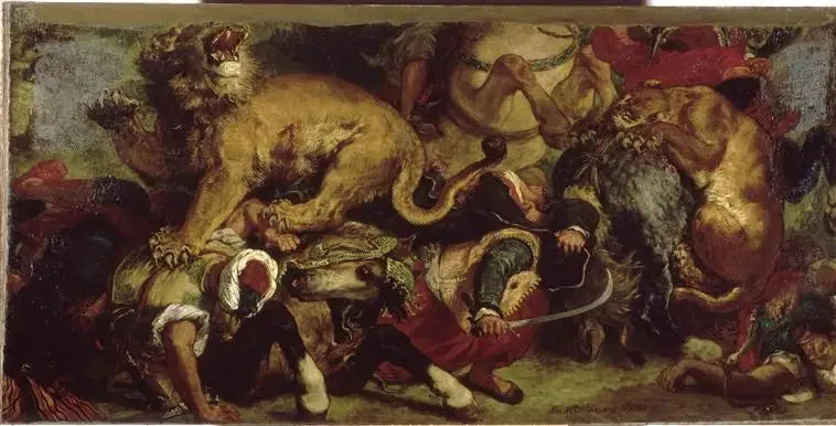 Die Löwenjagd - Eugène Delacroix