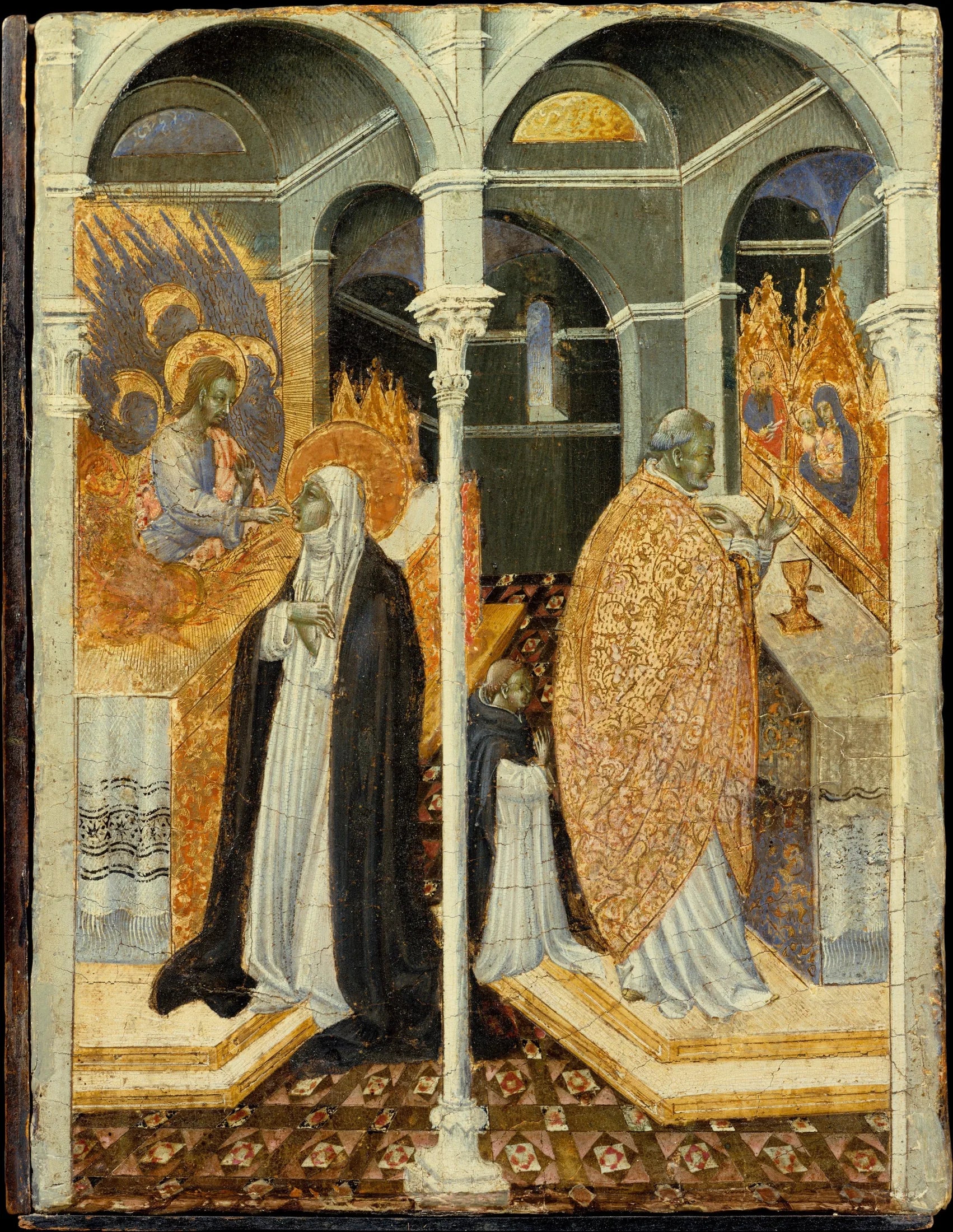 La communion miraculeuse de sainte Catherine de Sienne - Giovanni di Paolo image 1 reproduction artisanale de tableau