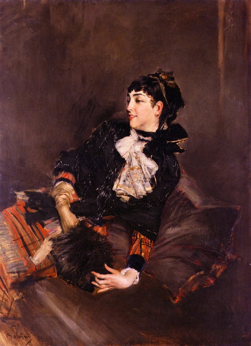 Die Gräfin Gabrielle de Rasty auf einem Sofa - Giovanni Boldini