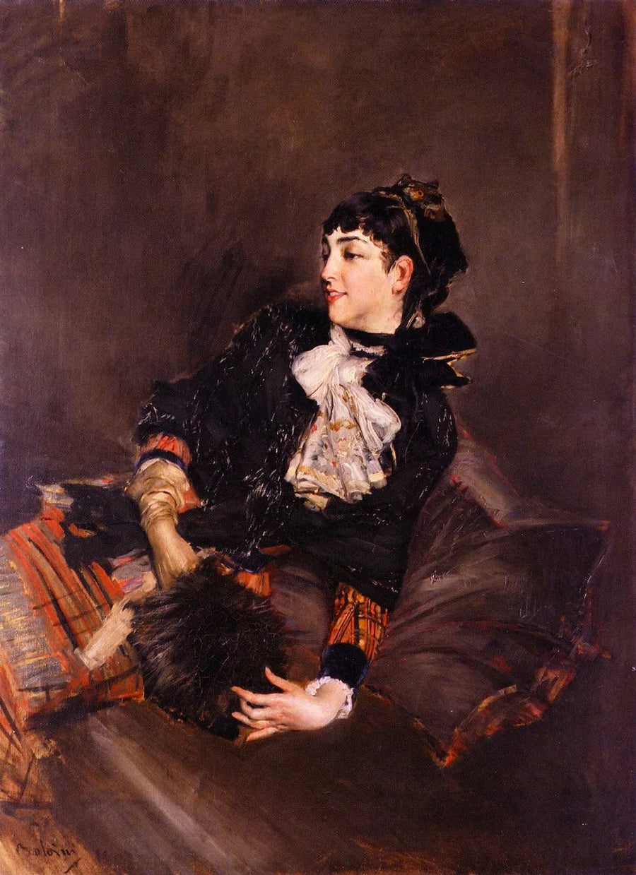 Die Gräfin Gabrielle de Rasty auf einem Sofa - Giovanni Boldini