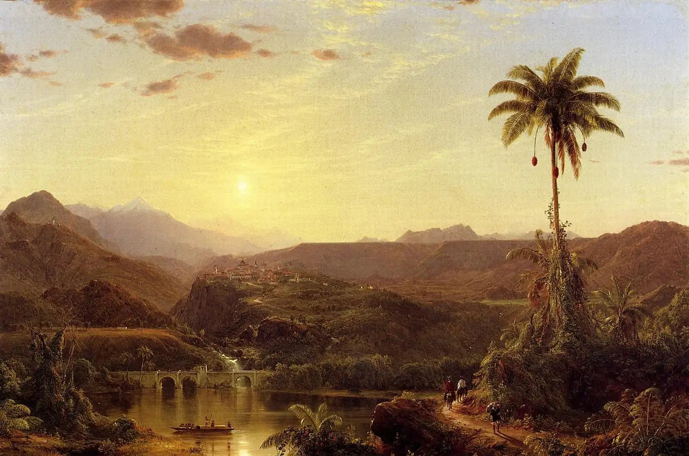 La Cordillère, levier de soleil - Frederic Edwin Church image 1 copie peinte à la main à l’huile
