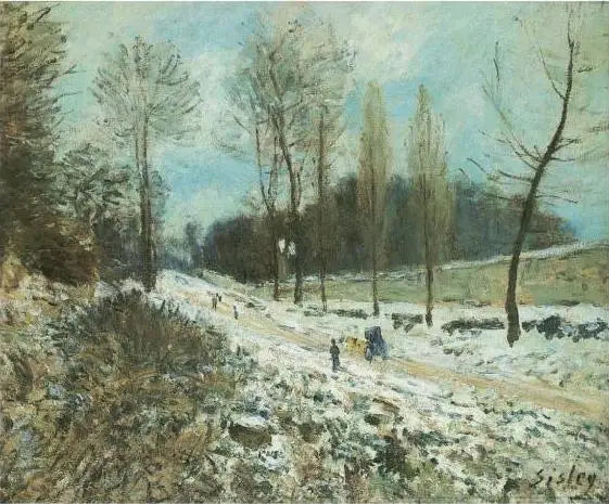 Die Küste des Herzflüglers in Marly unter dem Schnee - Alfred Sisley