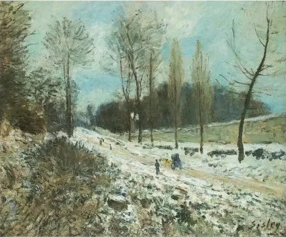 Die Küste des Herzflüglers in Marly unter dem Schnee - Alfred Sisley